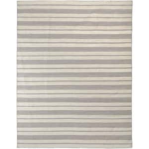 Gray and Ivory Striped 10 ft. x 14 ft. Area Rug