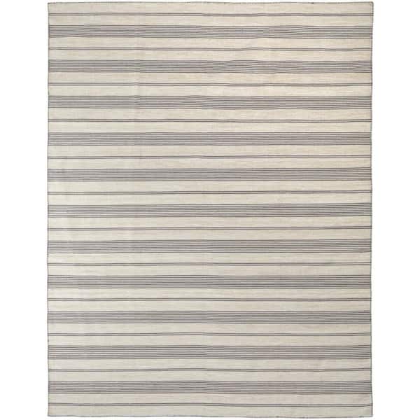 HomeRoots Gray and Ivory Striped 10 ft. x 14 ft. Area Rug