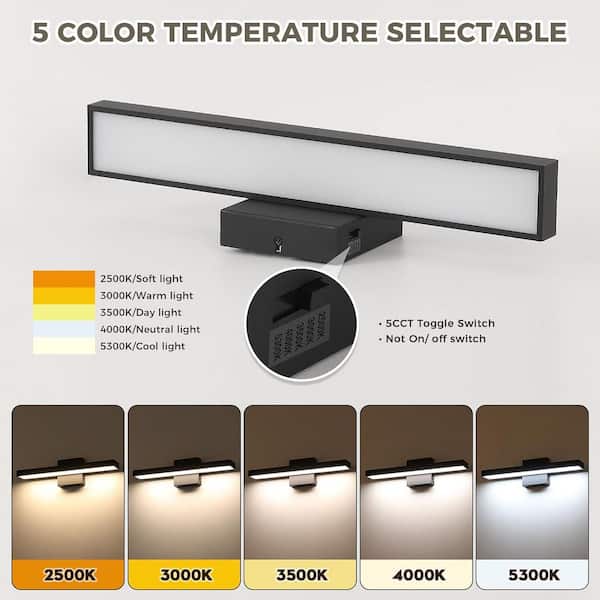 JUSHENG 16.73 in. 1-Light Black LED Vanity Light Bar with 5-CCT