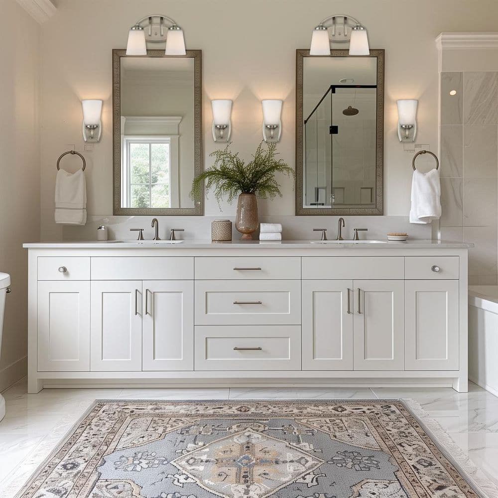 Brushed Nickel 2-Light Dimmable Bathroom Vanity Fixture