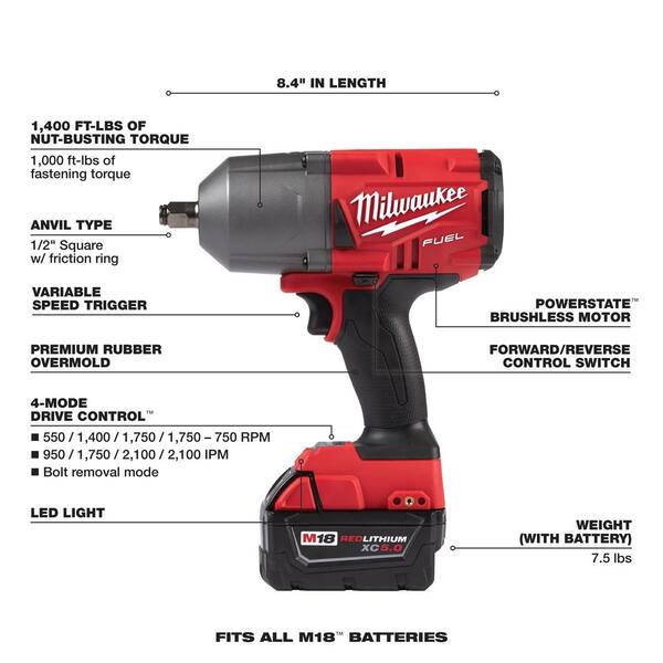 Milwaukee M18 Fuel 18V Lithium-Ion Brushless Cordless 1/2 in. and 3/8 in. Impact Wrench with Friction Ring Kit (2-Tool)