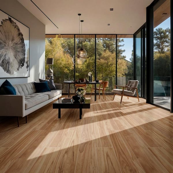 Izu Cherry 9 in. x 47 in. Matte Porcelain Wood Look Floor and Wall Tile (12 sq. ft. /Case)