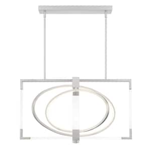 Double Take 250-Watt Equivalence Integrated LED Brushed Nickel Island Chandelier with Clear Acrylic Panels