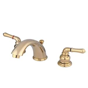 8 in. Widespread 2-Handle Mid-Arc Bathroom Faucet in Polished Brass