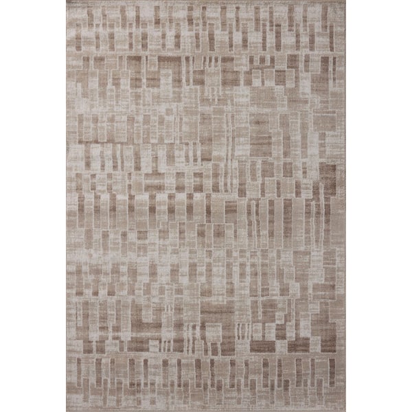 Lune Ivory / Mushroom 8 ft. 2 in. x 11 ft. 3 in. Contemporary Area Rug