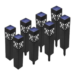 Black Solar Powered Decorative Integrated LED Weather Resistant Path Light (8-Pack)