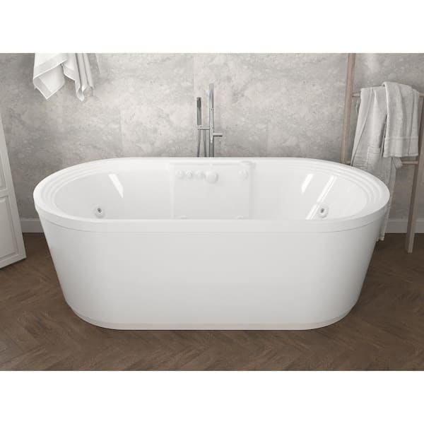 Universal Tubs Pearl 5.6 ft. Acrylic Center Drain Flatbottom Whirlpool and Air Bath Tub in White HD3467RD