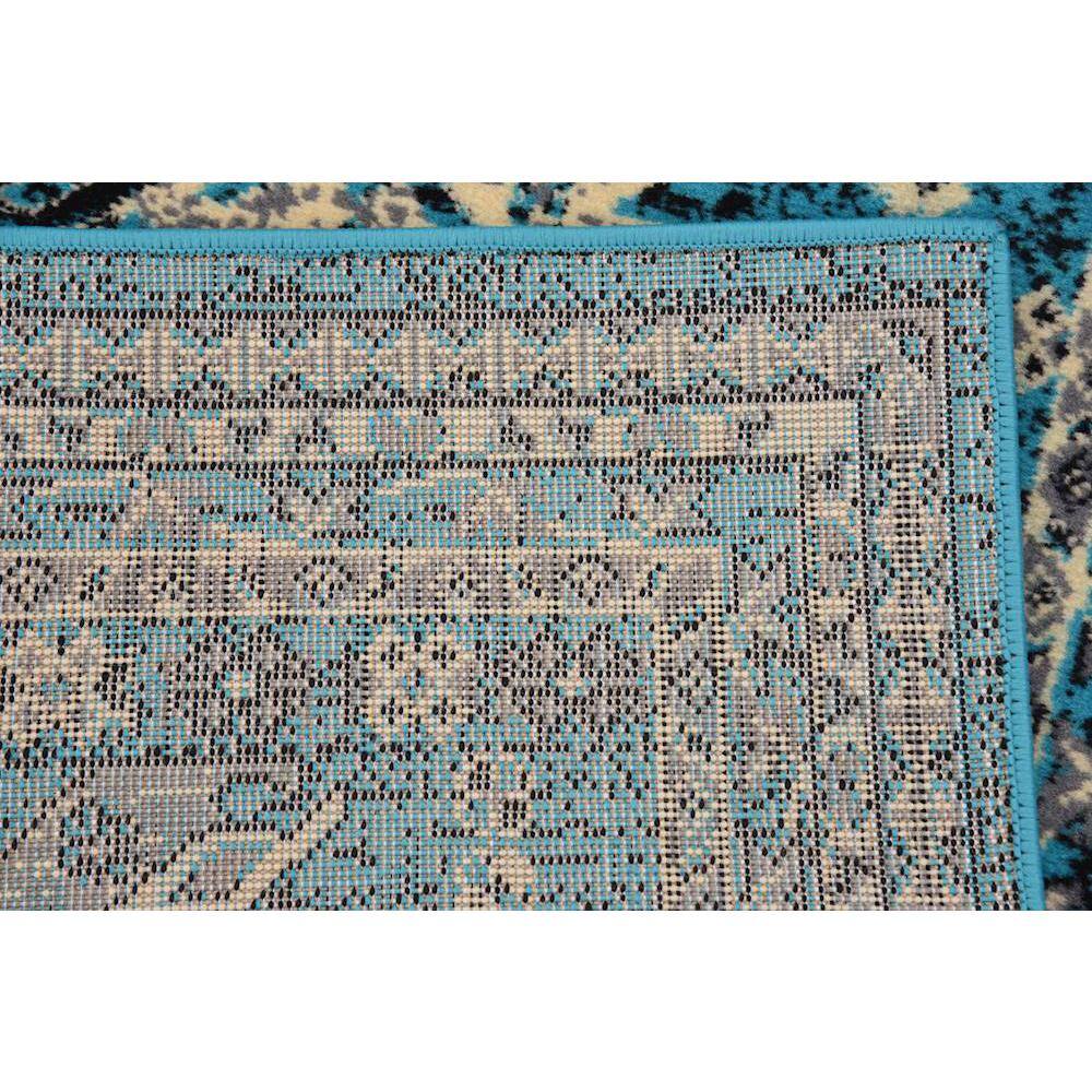 Turquoise and Black Synthetic Runner Rug with Tribal Design