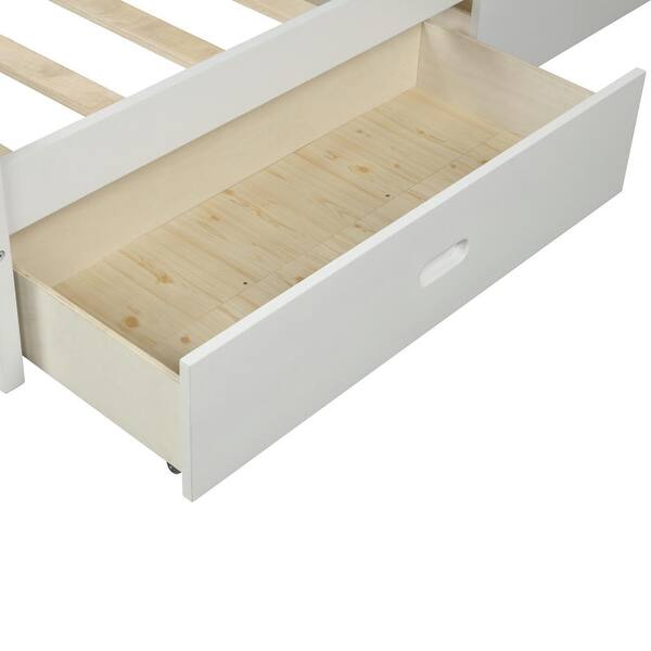 Harper & Bright Designs White Twin Wood Platform Bed with 2 Harper & Bright Designs White Twin Wood Platform Bed with 2