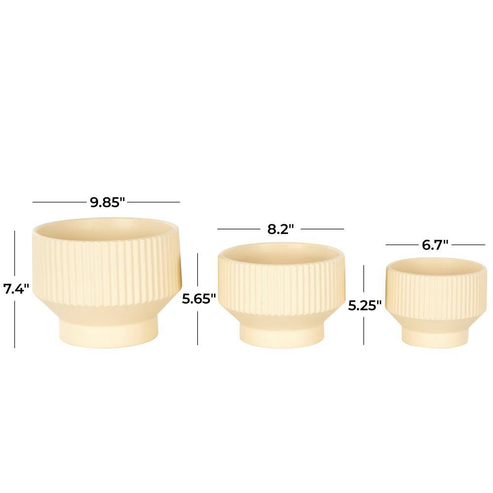 Cream Ceramic Round Planter Set of 3