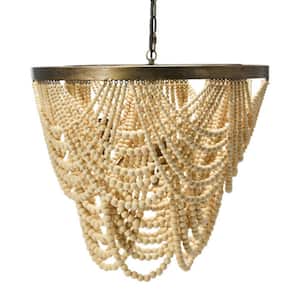 26 in. 1-Light Beaded Pendant Light with Gold-Washed Metal Finish
