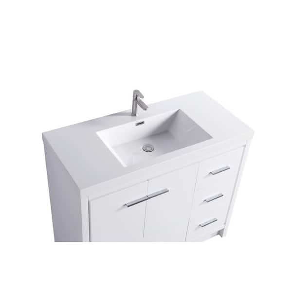 41.77 in. x 19.7 in. D x 35 in. H Single Sink Bath Vanity in White with White Ceramic Top