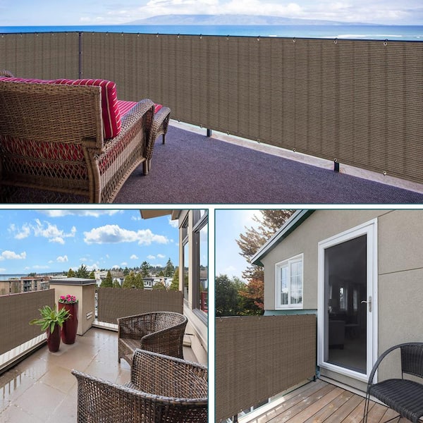 BANSA ROSE 2.5 ft. x 25 ft. Brown Balcony Privacy Fence Screen 