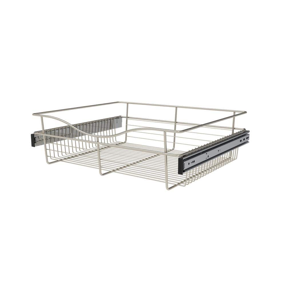 Rev A Shelf 7 In H X 24 In W Nickel Steel 1 Drawer Wide Mesh Wire   Satin Nickel Rev A Shelf Wire Closet Drawers Cb 242007sn 1 64 1000 