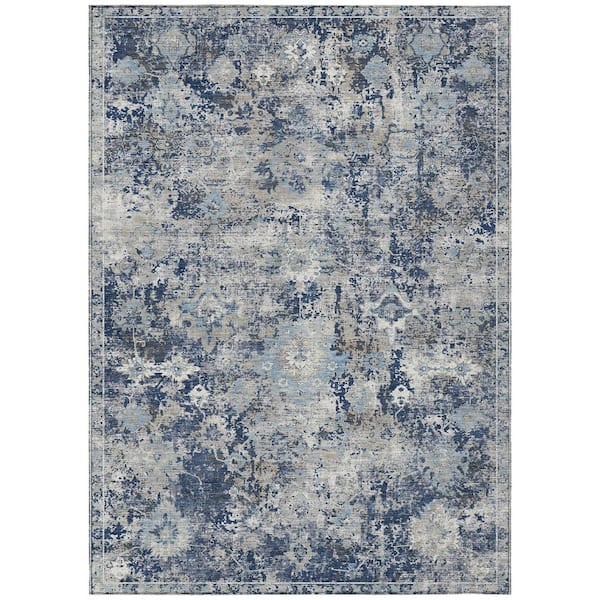 Chantille Machine Washable Indoor/Outdoor Abstract ACN3116 Navy 3 ft. x 5 ft. Area Rug