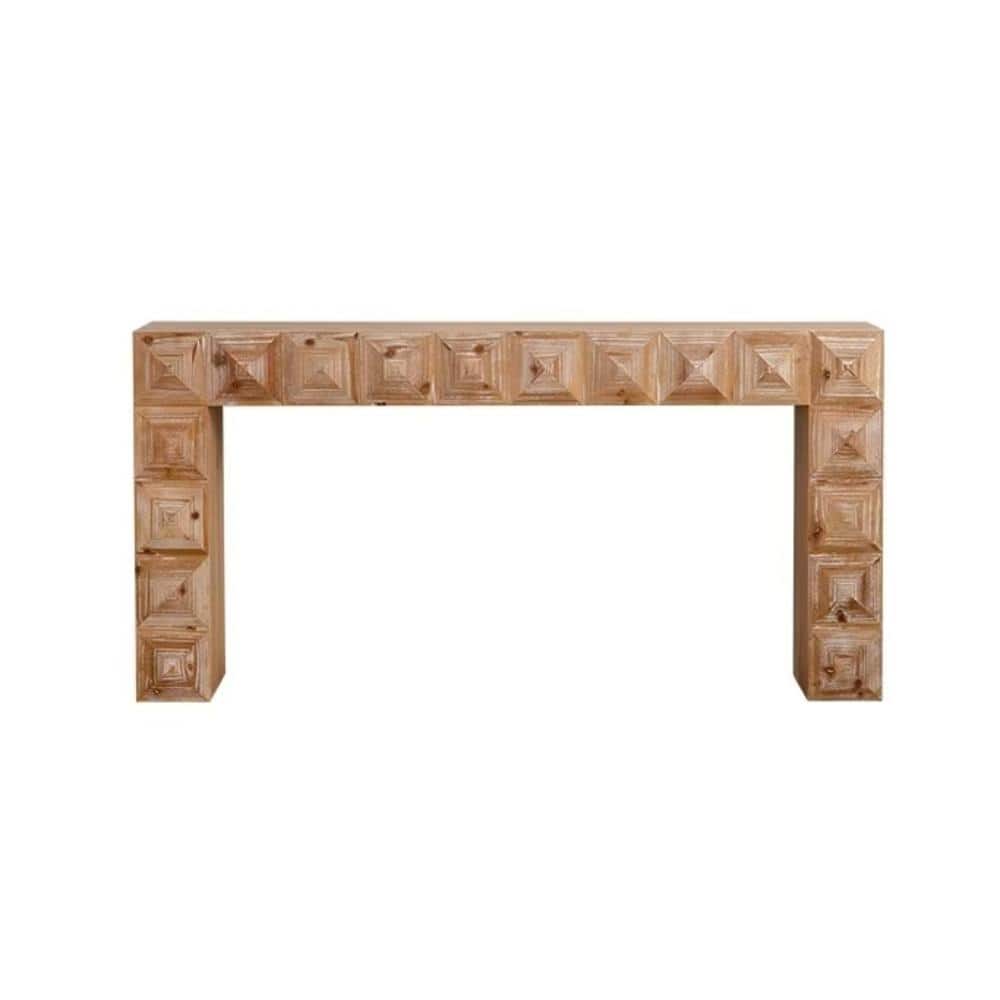 "59.06"" Rustic Geometric Relief Solid Wood Console Table, Narrow Entryway Table for Hallway & Living Room" price history on PriceWatchPro