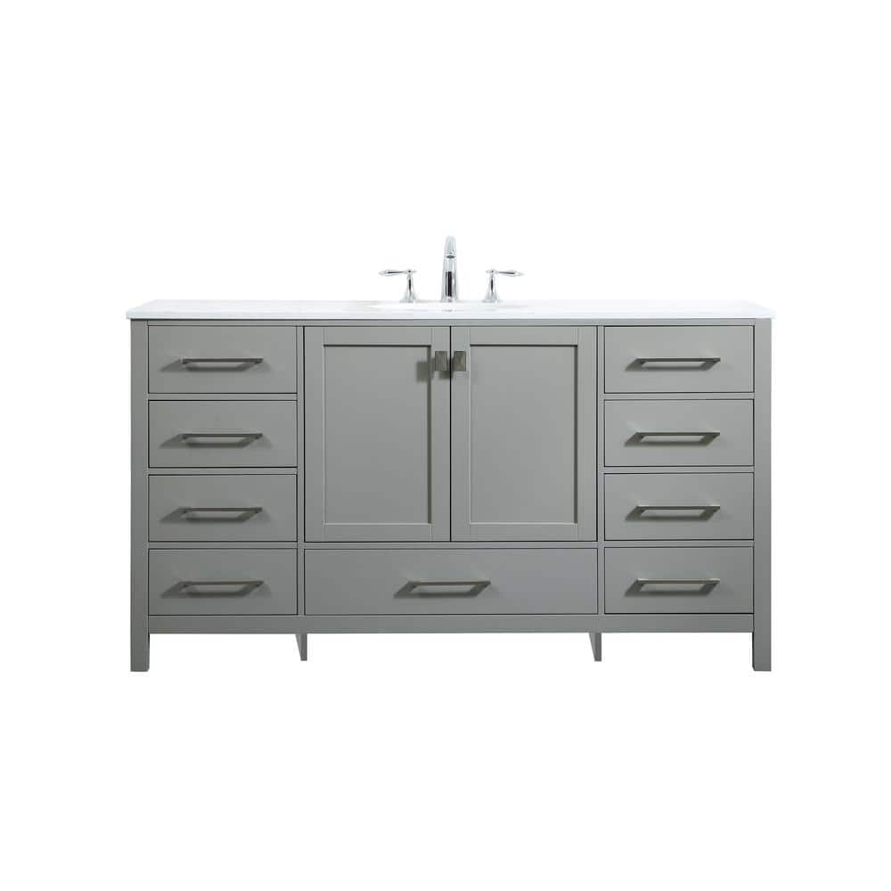 Simply Living 60 in. W x 22 in. D x 34 in. H Bath Vanity in Grey with Calac