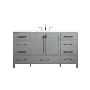 Simply Living 60 in. W x 22 in. D x 34 in. H Bath Vanity in Grey with Calacatta White Engineered Marble Top