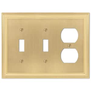 Hallcrest 3 Gang 2-Toggle and 1-Duplex Metal Wall Plate - Satin Brass