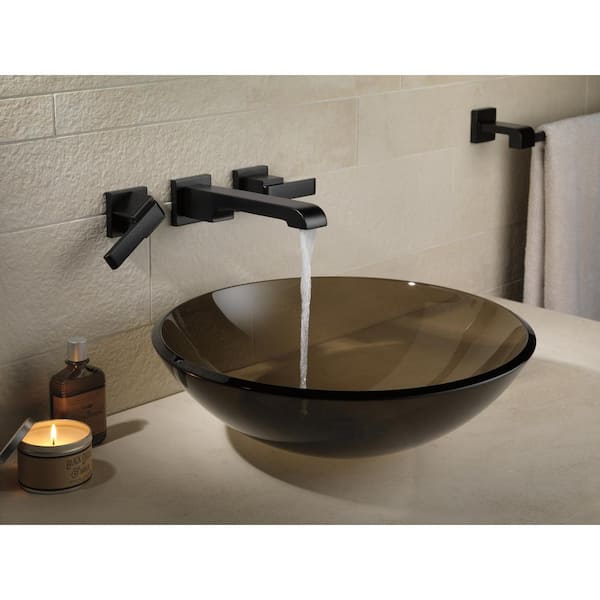 Ara 2-Handle Wall Mount Bathroom Faucet Trim Kit in Matte Black (Valve Not Included)