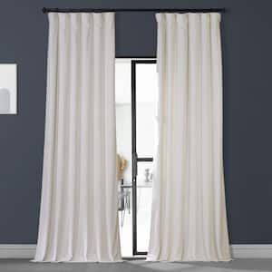 Marshmallow Cream White Royal Lux Velvet Room Darkening Curtain - 50 in. W x 84 in. L (1 Panel)