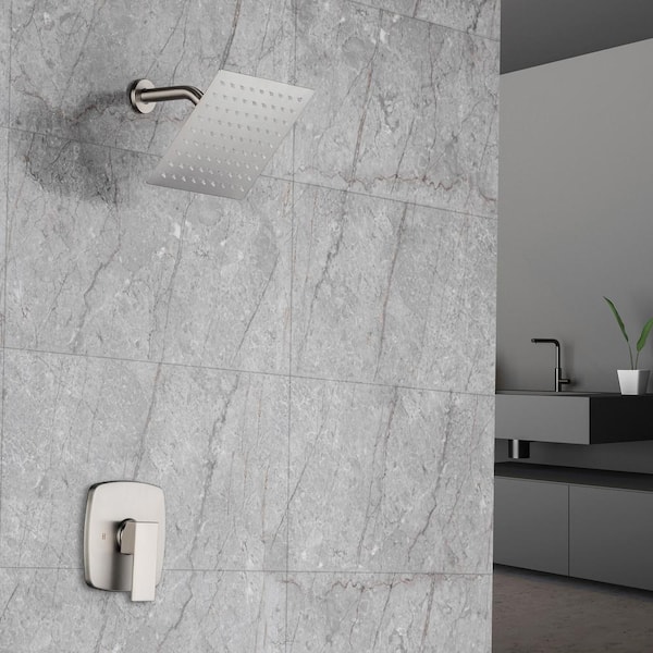 Single Handle 1-Spray Shower Faucet 2.2 GPM with Drip Free in Brushed Nickel