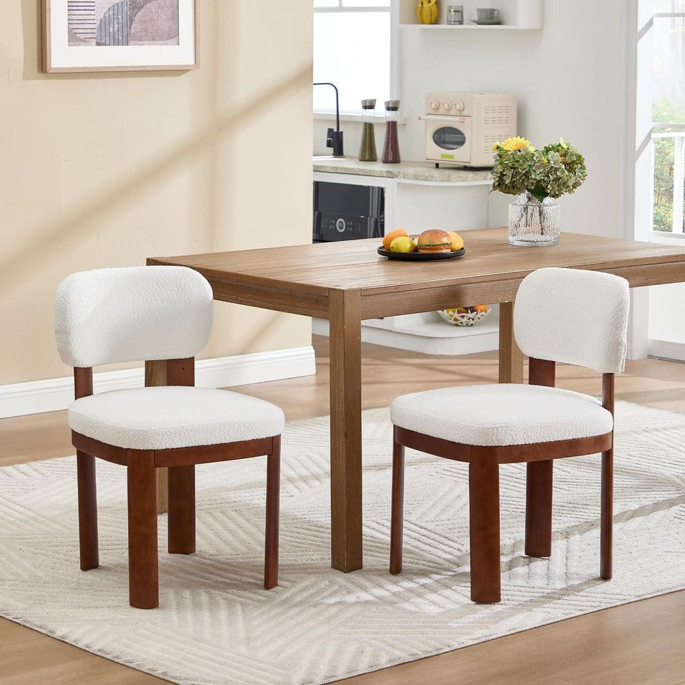 Tristan Farmhouse White+Walnut Fabric Upholstered Dining Chairs with Wood Legs, (Set of 2) price history on PriceWatchPro