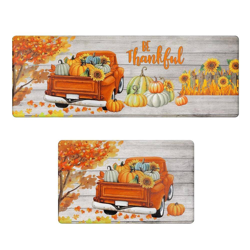 2 Piece Kitchen Mats Set, 17 in. x 28 in. to 17 in. x 47 in., Harvest 01