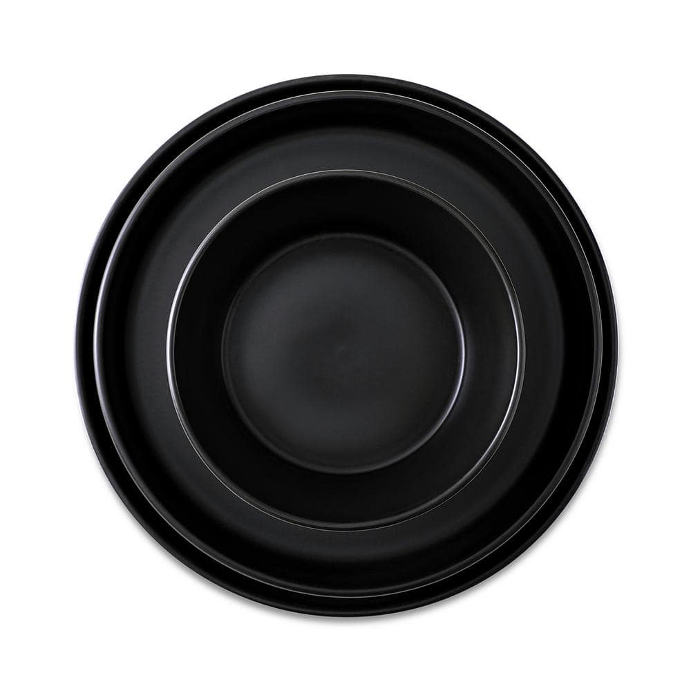 Celina Black Ceramic 12-Piece Dinnerware Set