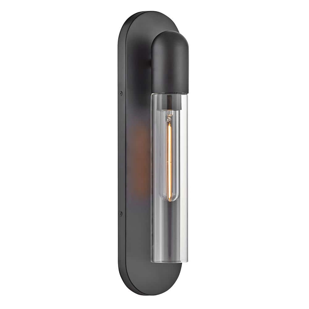 Black Dimmable Cylinder LED Wall Sconce with Clear Glass