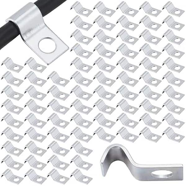 100-Piece Cable Wire Screw Clips 1/4 in. Zinc Plated Steel Clamp Outdoor Cord Clips Wall Mounting Wire Management