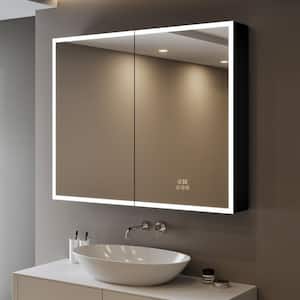 Flora 40 in. W x 32 in. H Medium Rectangular Aluminum LED Dimmable Medicine Cabinet with Mirror, Interior Lighting