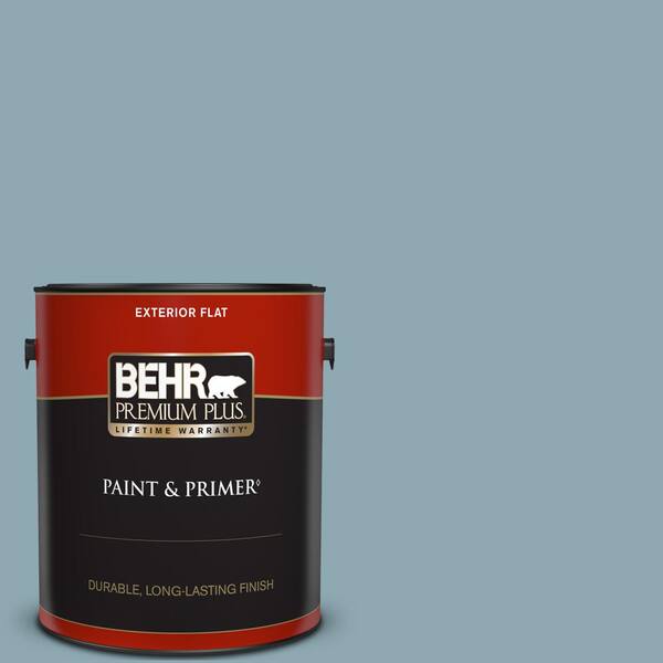 BEHR PREMIUM PLUS 1 gal. #530F-4 Newport Blue Flat Exterior Paint & Primer