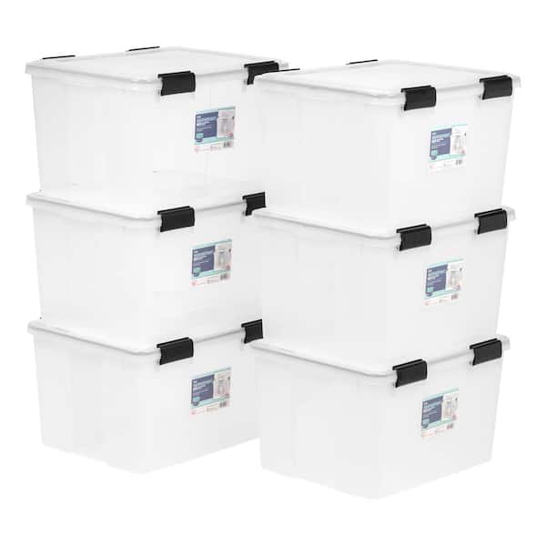 IRIS USA 32 Quart Stackable Plastic Storage Bins with Lids and Latching  Buckles, 6 Pack - Pearl, Containers with Lids and Latches