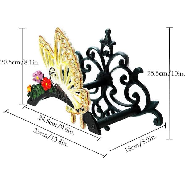 Cubilan - Butterfly Cast Iron Hose Organizer, Heavy Duty Water Hose Holder, Garden and Yard Wall Mounted Decoration