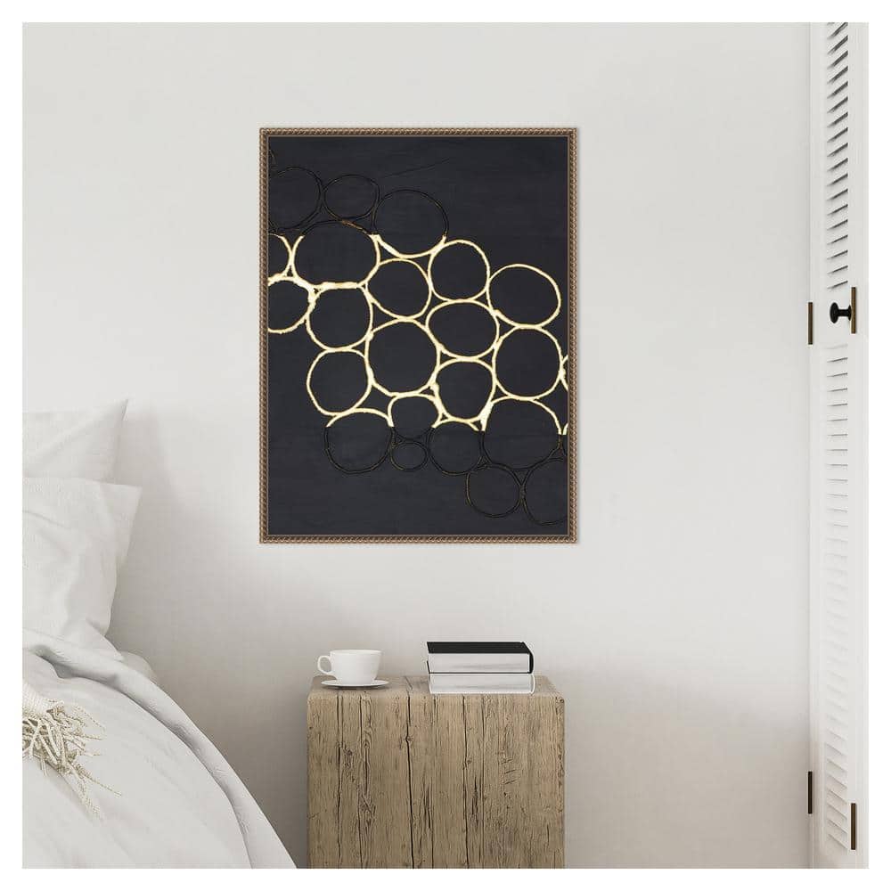 Gold Combo III Abstract Canvas Art with Bronze Frame