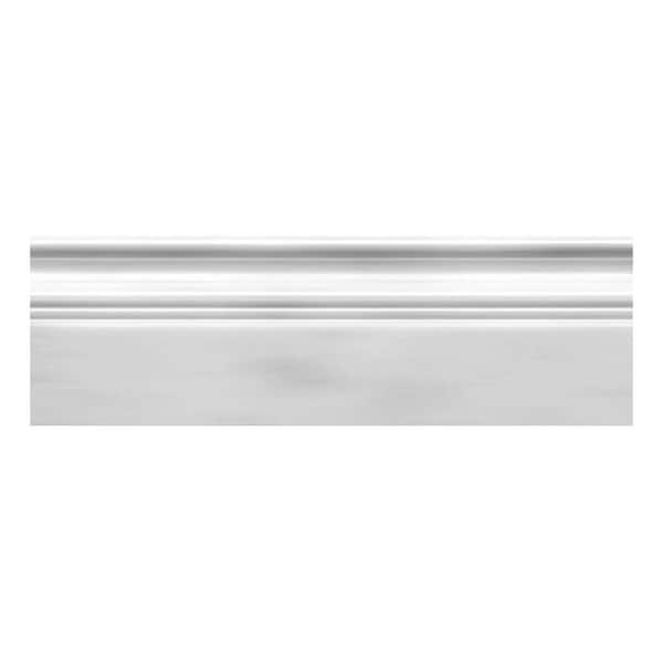 Apollo Tile White Grandis 4 in. x 12 in. Marble Polished Baseboard Tile Trim (3.33 sq. ft./case) 10-Pack
