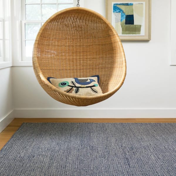 Honeycomb Handwoven Wool Indigo/Grey 8 ft. x 10 ft. Indoor Area Rug