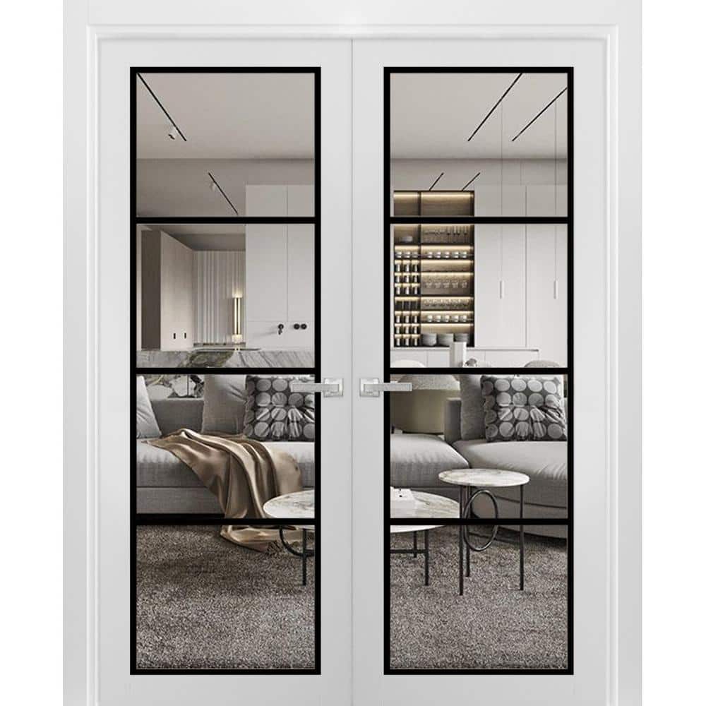 84 in. x 80 in. White Finished Universal/Reversible Clear Glass Solid Wood Assembly Required Interior Door Kit price history on PriceWatchPro