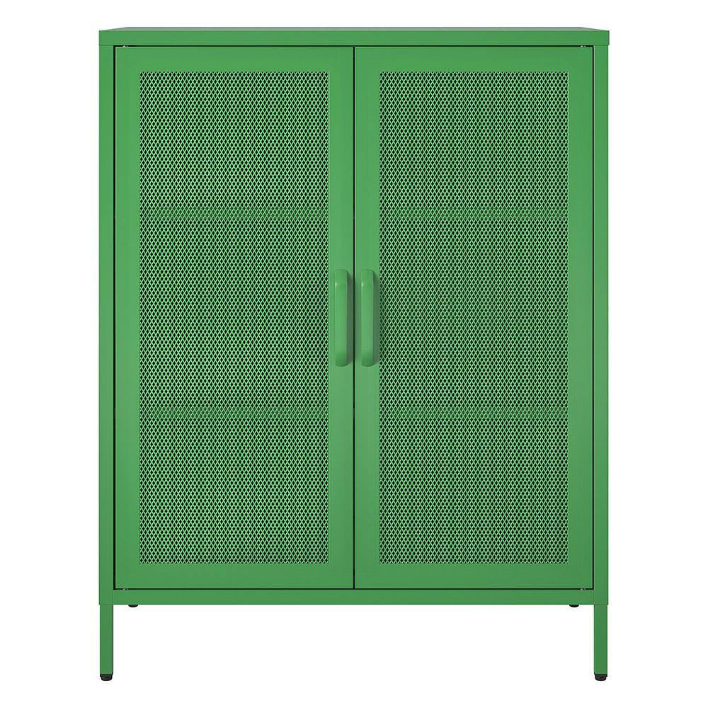 Kelly Green Metal Locker Style Bathroom Cabinet with Adjustable Shelves