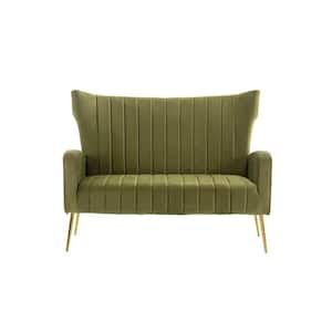 50 in. Square Arm Velvet Straight Sofa in Green