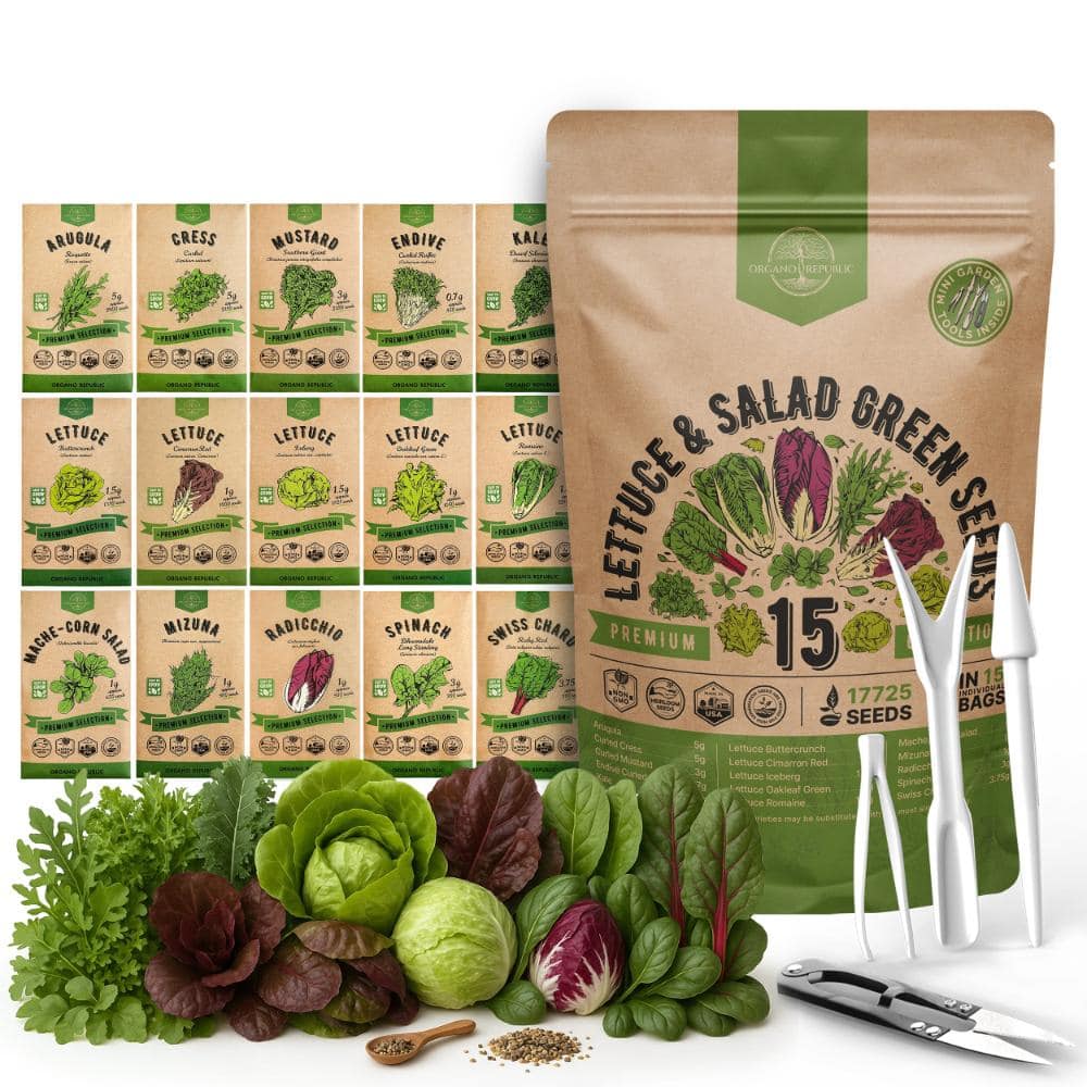 15 Lettuce & Salad Green Seeds - 17,725+ Non-GMO Heirloom Seeds for Planting Lettuce and Salad Greens price history on PriceWatchPro