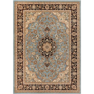 Barclay Medallion Kashan Light Blue 5 ft. x 7 ft. Traditional Area Rug