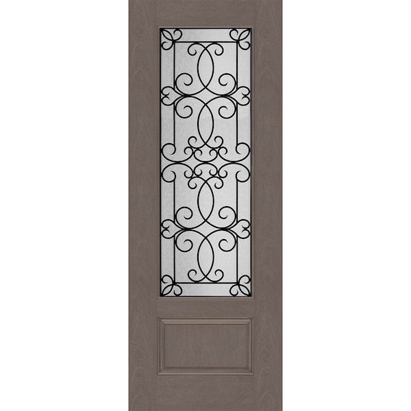 Regency 36 in. x 96 in. Universal Handing 3/4Lite Georgian Decorative Glass Ashwood Mahogany Fiberglass Front Door Slab