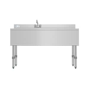 48 in. Three Compartment Stainless Steel Under-Bar Sink with 3 in. Backsplash and Right Drainboard, with Faucet, NSF