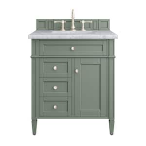 Brittany 30.0 in. W x 23.5 in. D x 33.8 in. H Bathroom Vanity in Smokey Celadon with Carrara Marble Marble Top