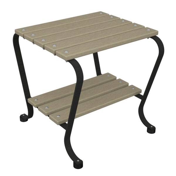 Ivy Terrace 18 in. Black and Sand Patio Side Table