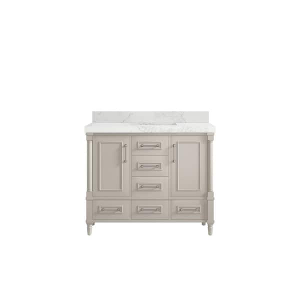 Willow Collections Hudson 42 in. W x 22 in. D x 36 in. H Single Sink Bath Vanity in Fine Grain with 2 in. Calacatta Nuvo Qt. Top