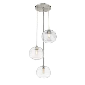 3-Light Brushed Nickel Pendant with Clear Glass