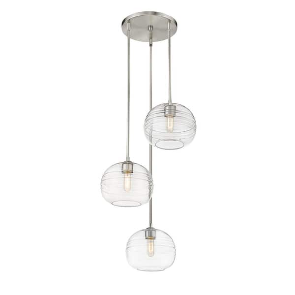 Unbranded 3-Light Brushed Nickel Pendant with Clear Glass